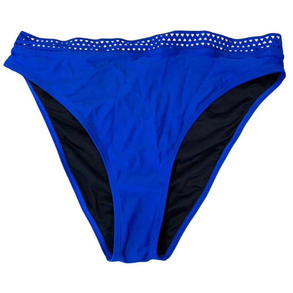 Cupshe High Waisted Figure Flattering Royal Blue Laser-Cut Detailed Edge Bikini